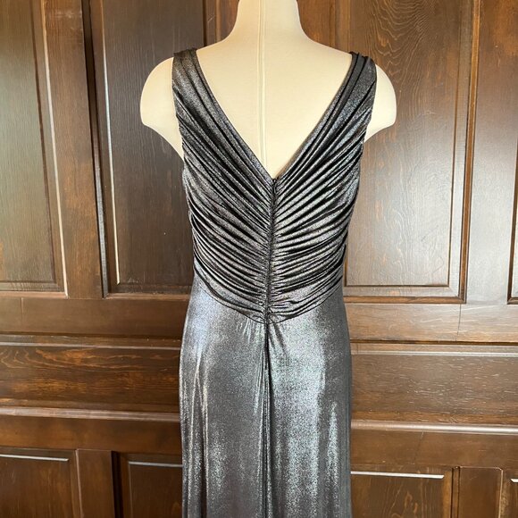 Tadashi Collection Evening Dress L Twist Front Sleeveless Long Metallic Jersey - Picture 10 of 13